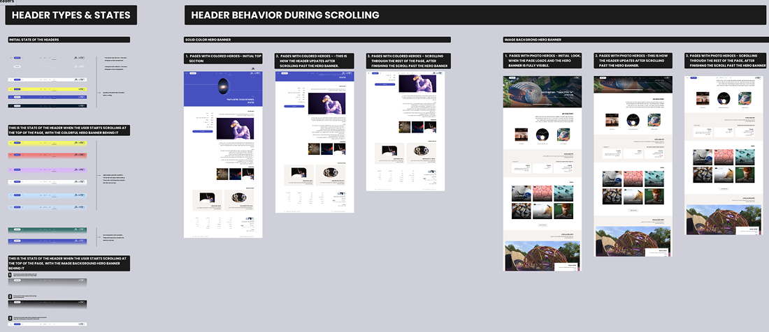 DS and dev guidelines headers — shared documentation aligned to design specs